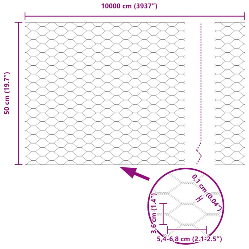 Słupek ogrodzeniowy. Szary 100 x 0,5 m (siatka 36 mm)