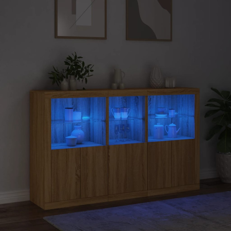 Szafka z oświetleniem LED, dąb sonoma, 162x37x100 cm