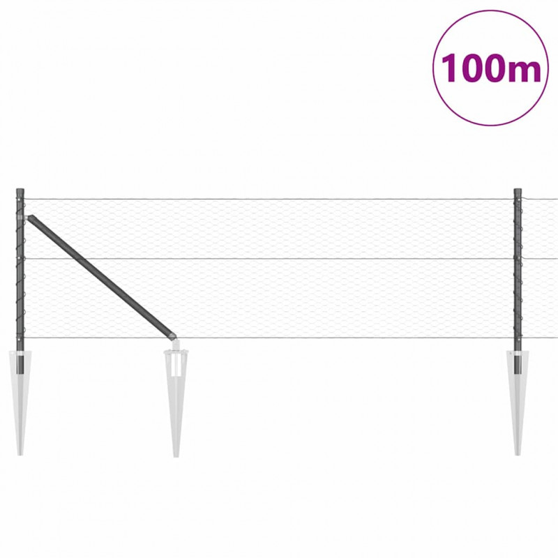 Słupek ogrodzeniowy. Szary 100 x 0,6 m (siatka 25 mm)
