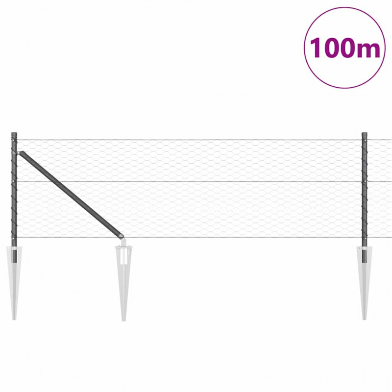 Słupek ogrodzeniowy. Szary 100 x 0,6 m (siatka 36 mm)