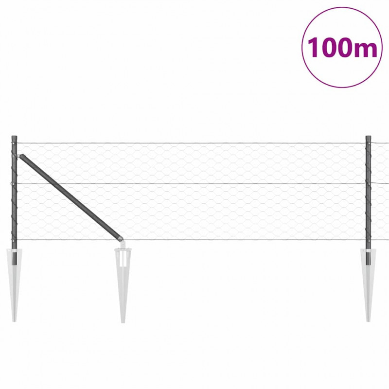 Słupek ogrodzeniowy. Szary 100 x 0,6 m (mesh 50 mm) Stal i PVC