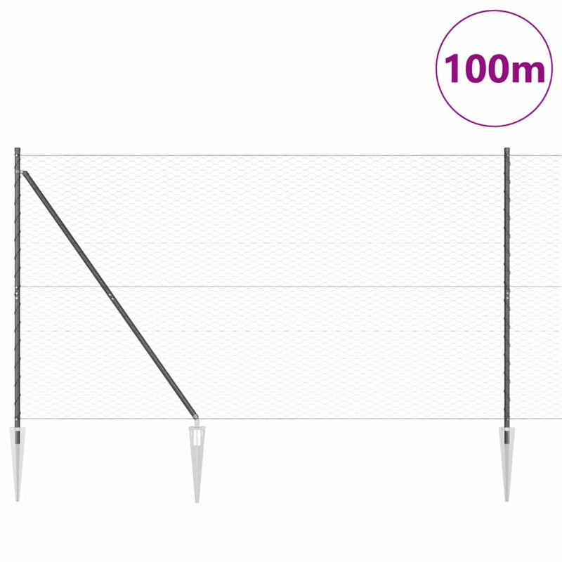 Słupek ogrodzeniowy. Szary 100 x 1,6 m (siatka 36 mm)