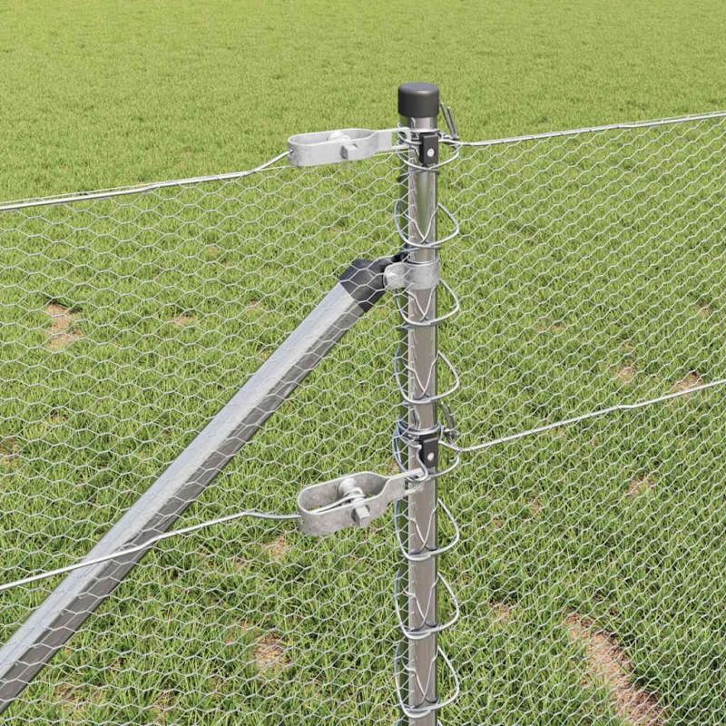 Słupek ogrodzeniowy. Srebrny 10 x 0,6 m (siatka 13 mm) Stal