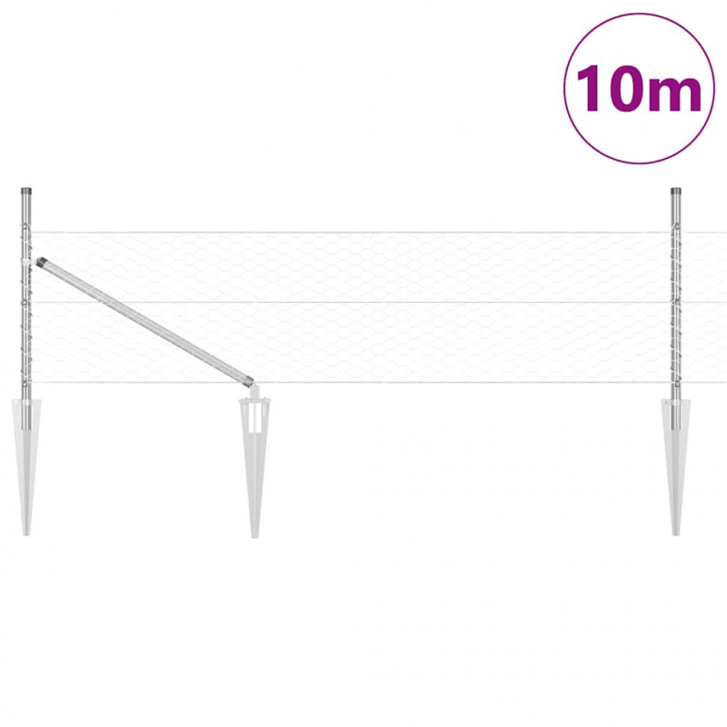 Słupek ogrodzeniowy. Srebrny 10 x 0,8 m (siatka 36 mm) Stal
