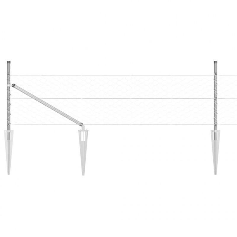Słupek ogrodzeniowy. Srebrny 10 x 0,8 m (siatka 50 mm) Stal
