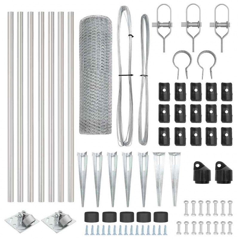 Słupek ogrodzeniowy. Srebrny 10 x 1 m (siatka 13 mm) Stal