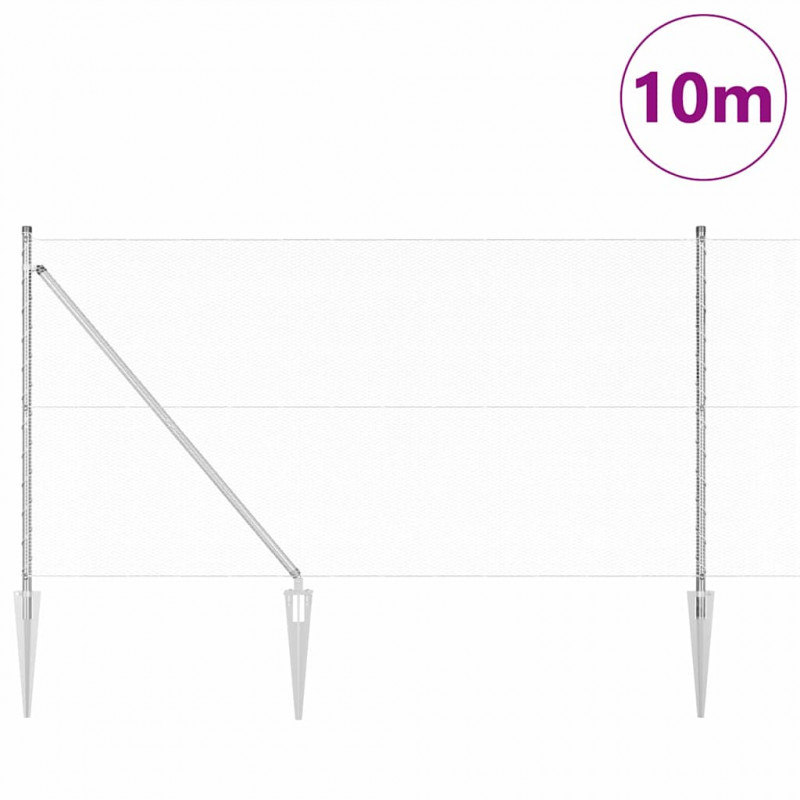 Słupek ogrodzeniowy. Srebrny 10 x 1,2 m (siatka 13 mm) Stal