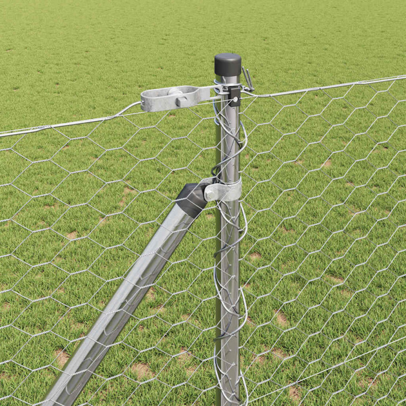 Słupek ogrodzeniowy. Srebrny 10 x 1,2 m (siatka 36 mm) Stal