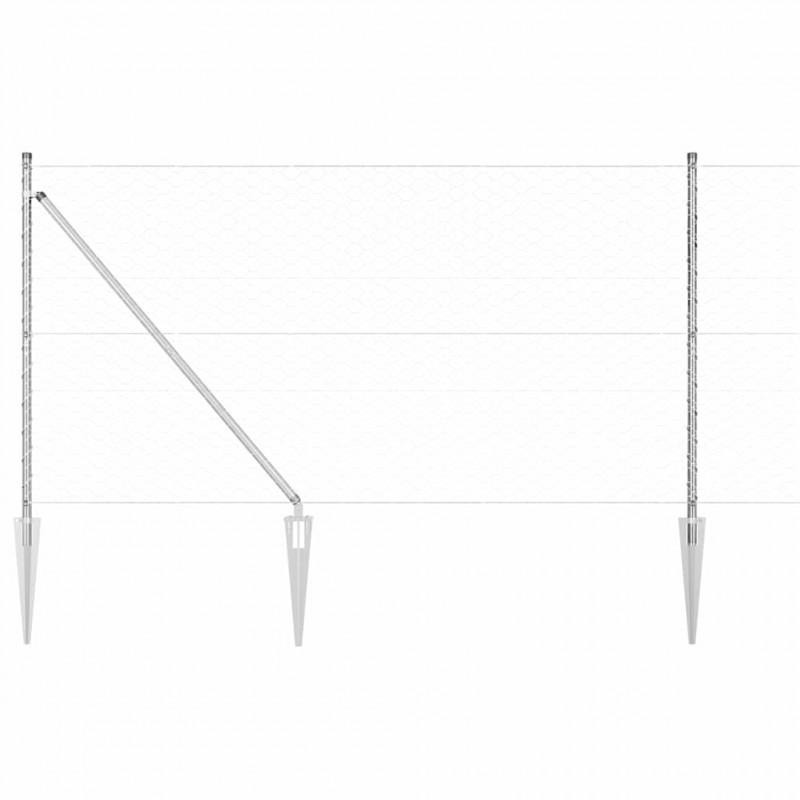 Słupek ogrodzeniowy. Srebrny 10 x 1,2 m (siatka 50 mm) Stal