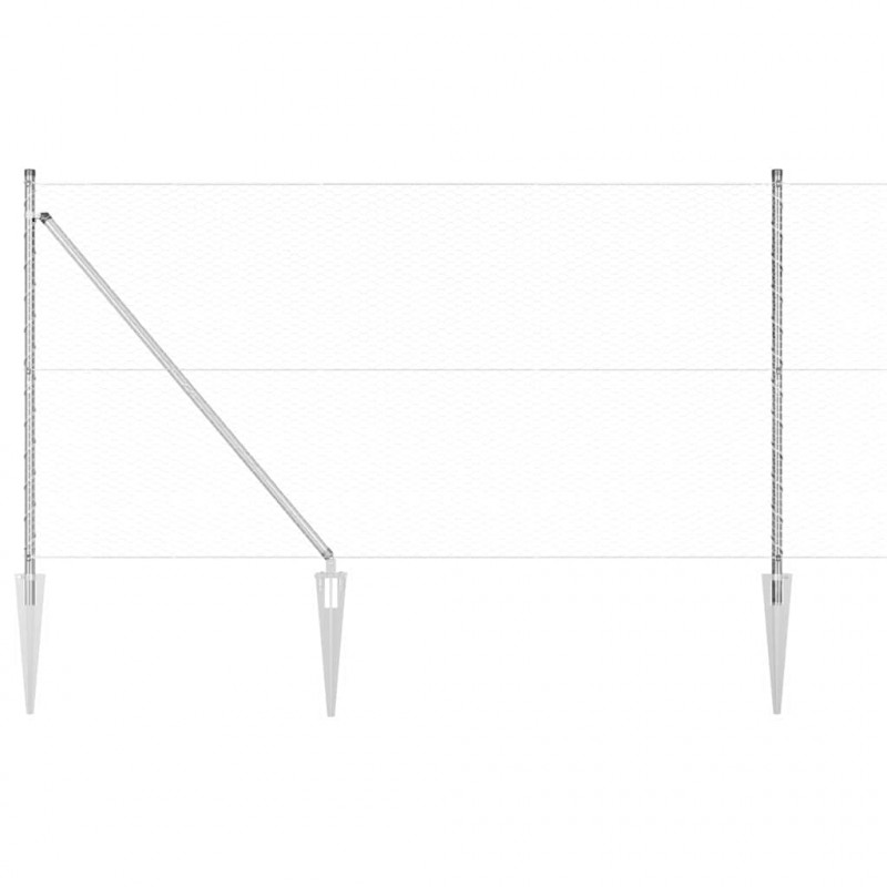 Słupek ogrodzeniowy. Srebrny 10 x 1,4 m (siatka 25 mm) Stal
