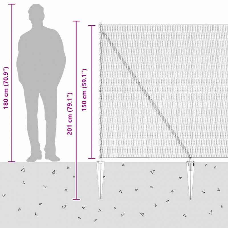 Słupek ogrodzeniowy. Srebrny 10 x 1,5 m (siatka 13 mm) Stal