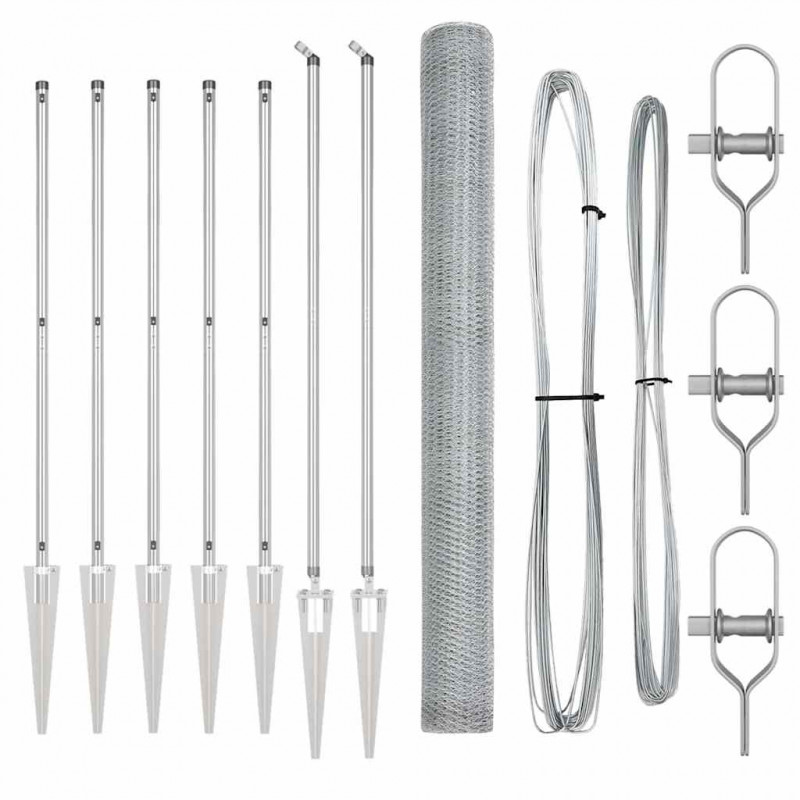Słupek ogrodzeniowy. Srebrny 10 x 1,6 m (siatka 13 mm) Stal