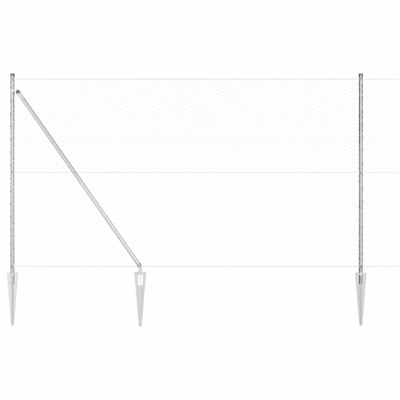 Słupek ogrodzeniowy. Srebrny 10 x 1,6 m (siatka 36 mm) Stal