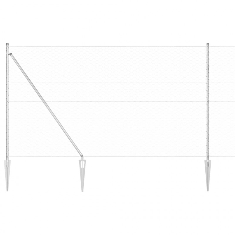 Słupek ogrodzeniowy. Srebrny 10 x 1,6 m (siatka 50 mm) Stal