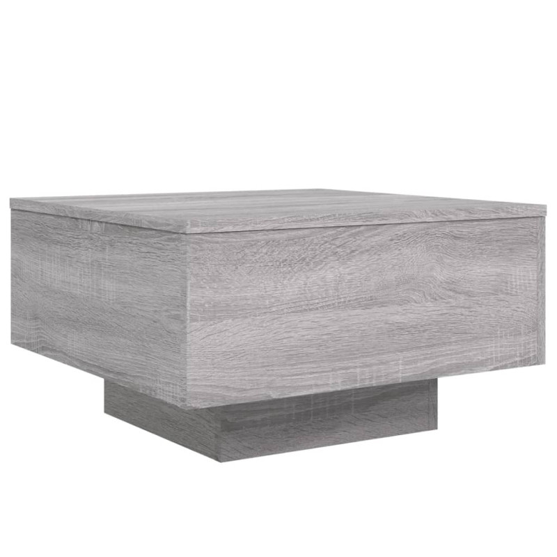 Stolik kawowy z LED, szary dąb sonoma, 55x55x31 cm