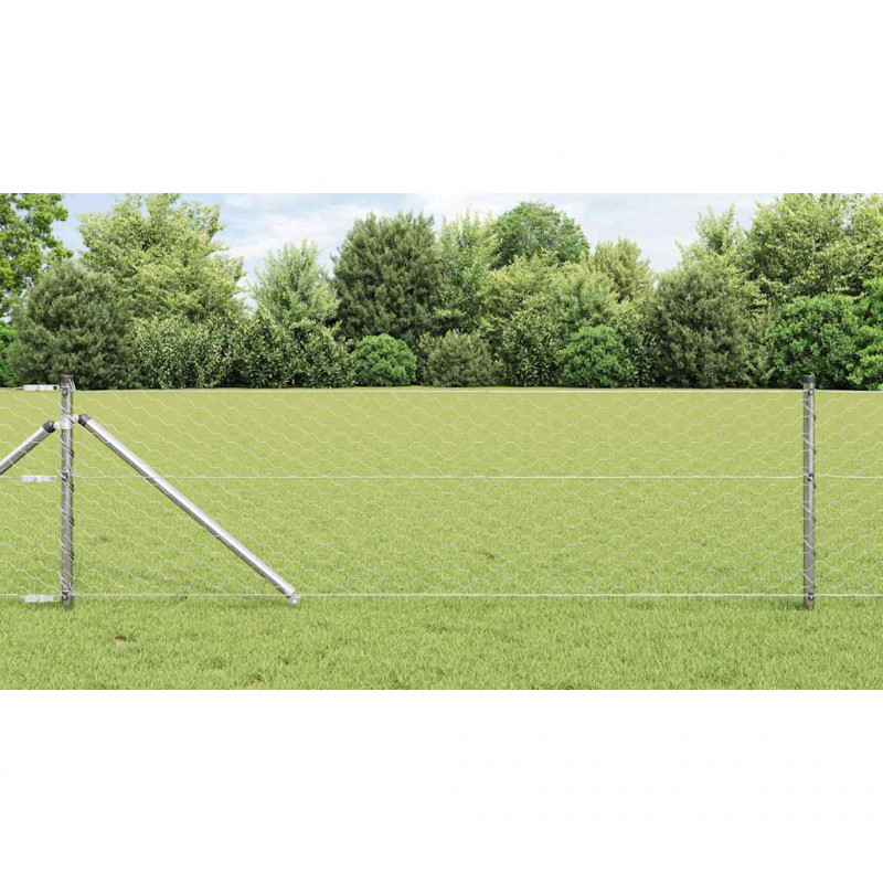 Słupek ogrodzeniowy. Srebrny 25 x 0,6 m (siatka 50 mm) Stal