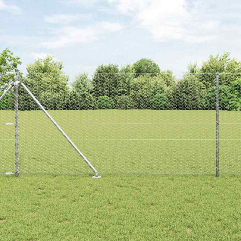 Słupek ogrodzeniowy. Srebrny 25 x 1 m (siatka 36 mm) Stal