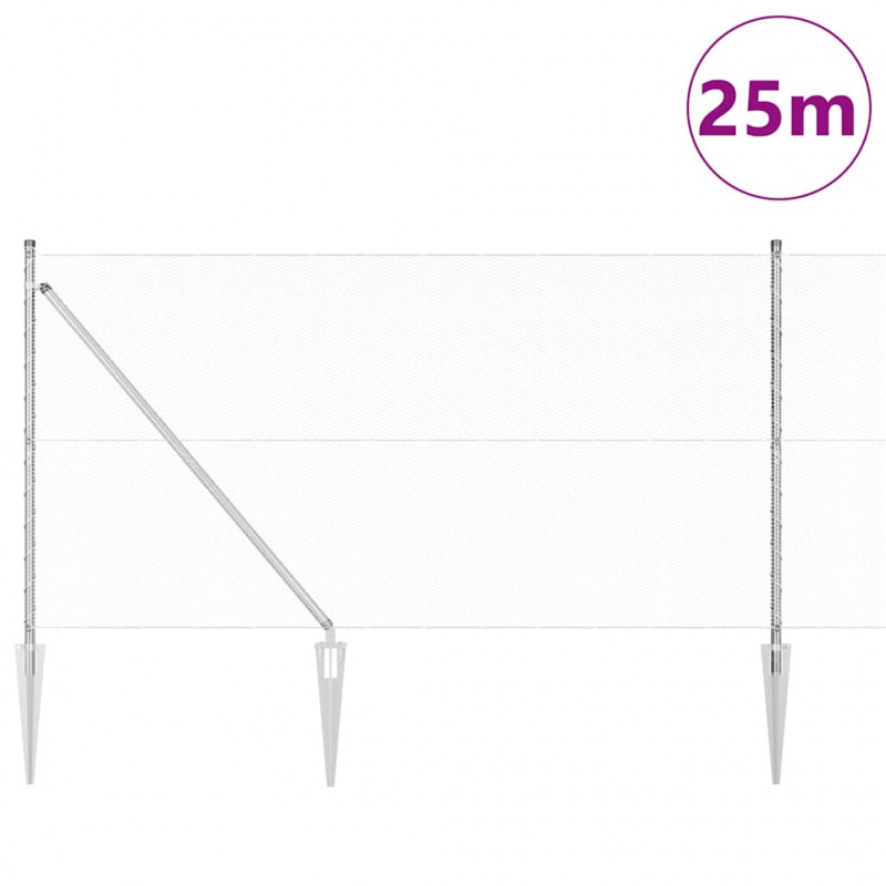 Słupek ogrodzeniowy. Srebrny 25 x 1,2 m (siatka 13 mm) Stal