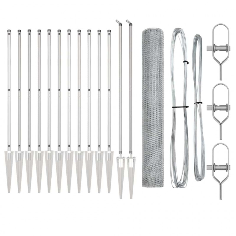 Słupek ogrodzeniowy. Srebrny 25 x 1,2 m (25 mm siatka) Stal