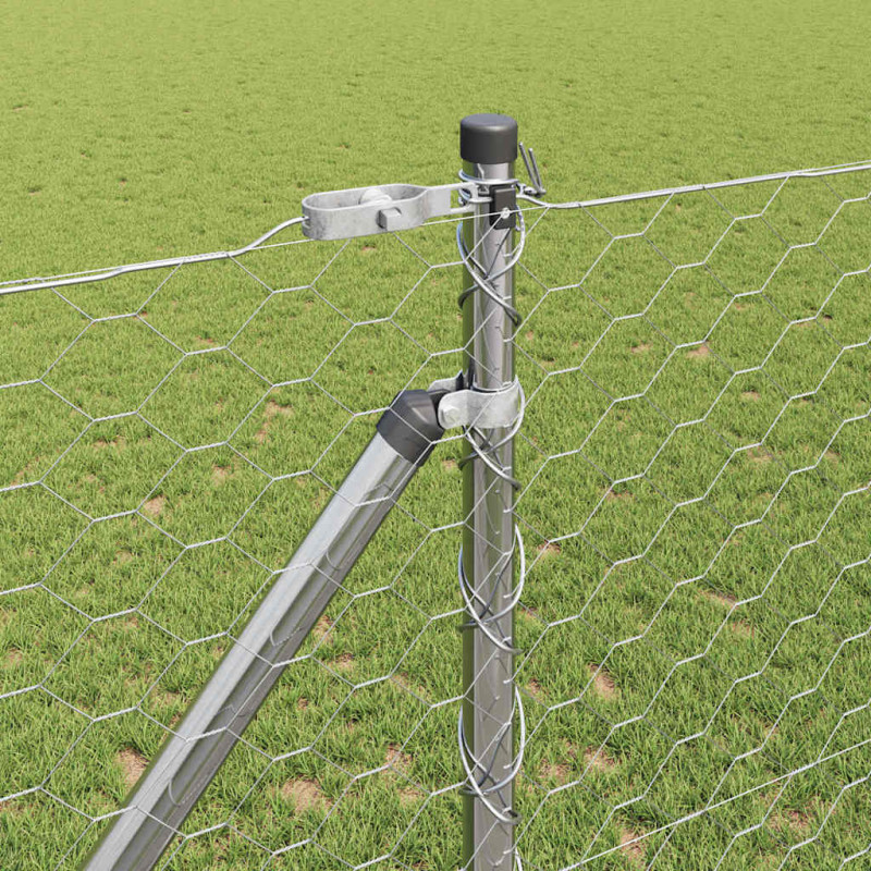 Słupek ogrodzeniowy. Srebrny 25 x 1,4 m (siatka 50 mm) Stal
