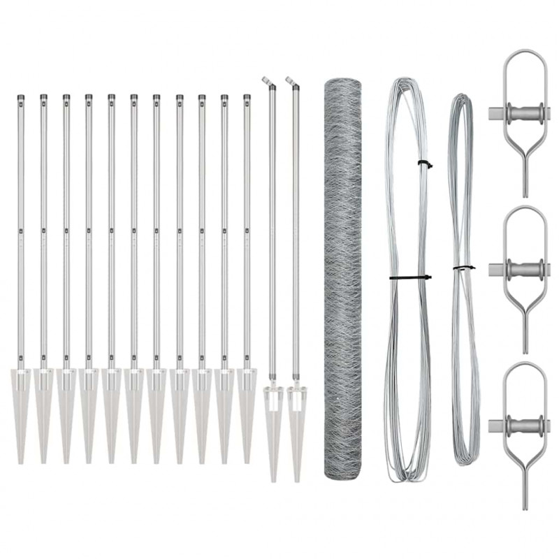 Słupek ogrodzeniowy. Srebrny 25 x 1,5 m (siatka 36 mm) Stal