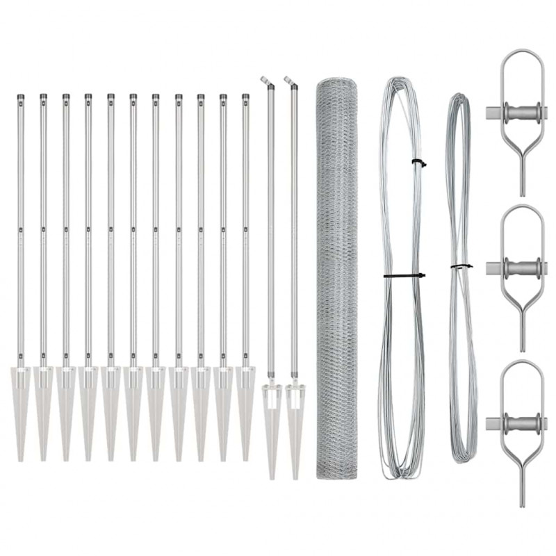Słupek ogrodzeniowy. Srebrny 25 x 1,6 m (25 mm siatka) Stal