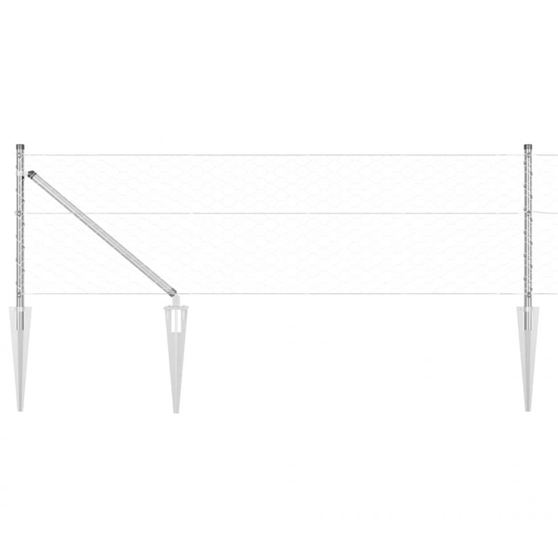 Słupek ogrodzeniowy. Srebrny 50 x 0,6 m (siatka 50 mm) Stal