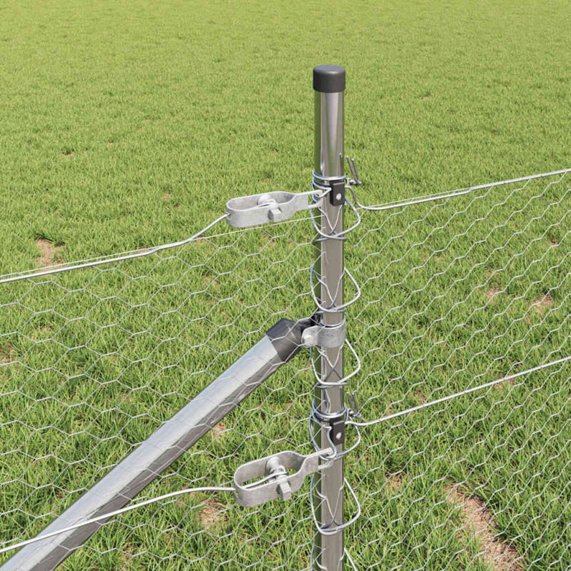 Słupek ogrodzeniowy. Srebrny 50 x 0,8 m (siatka 25 mm) Stal