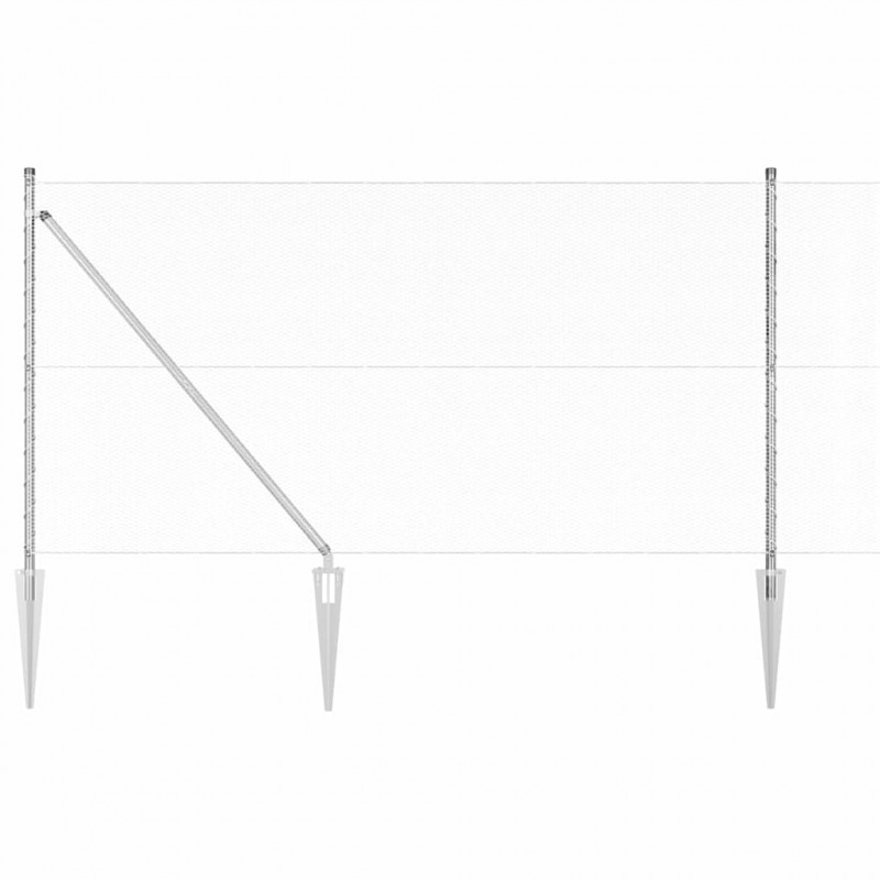 Słupek ogrodzeniowy. Srebrny 50 x 1 m (siatka 13 mm) Stal