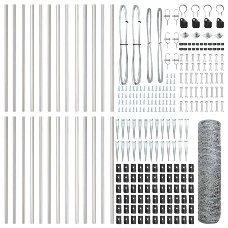 Słupek ogrodzeniowy. Srebrny 50 x 1 m (siatka 50 mm) Stal