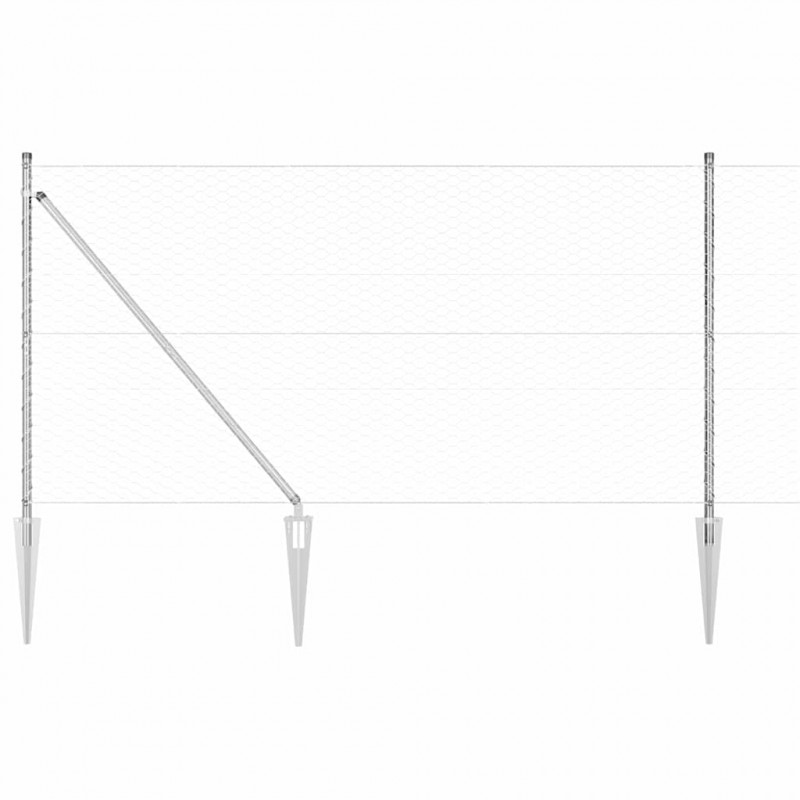 Słupek ogrodzeniowy. Srebrny 50 x 1,4 m (siatka 36 mm) Stal