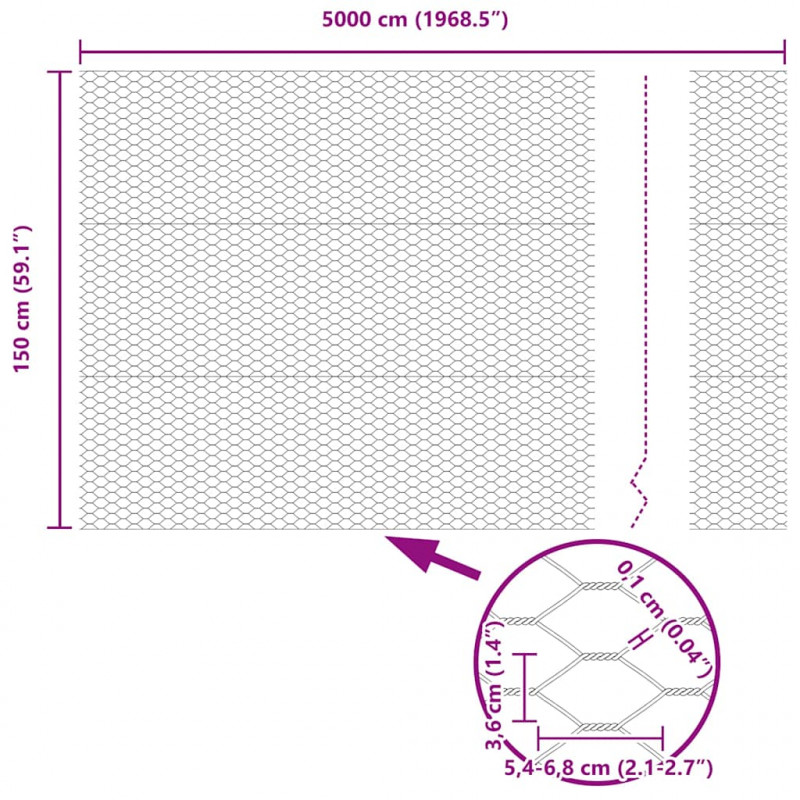 Słupek ogrodzeniowy. Srebrny 50 x 1,5 m (siatka 36 mm) Stal