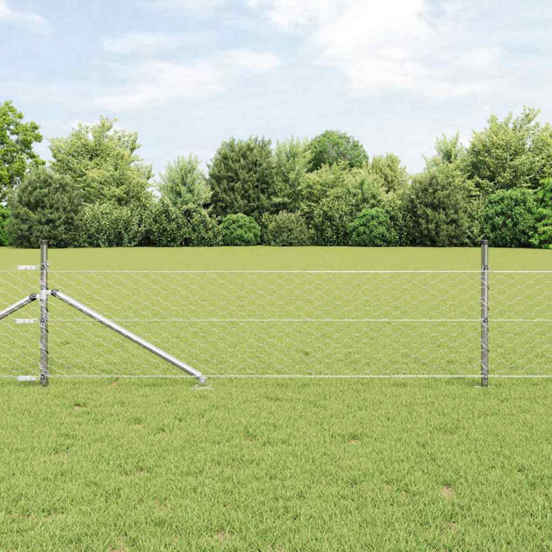 Słupek ogrodzeniowy. Srebrny 100 x 0,4 m (siatka 50 mm) Stal
