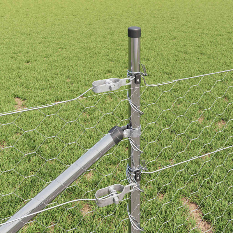Słupek ogrodzeniowy. Srebrny 100 x 0,4 m (siatka 50 mm) Stal