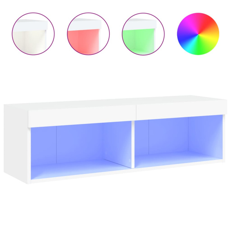 Szafka TV z oświetleniem LED, biała, 100x30x30 cm