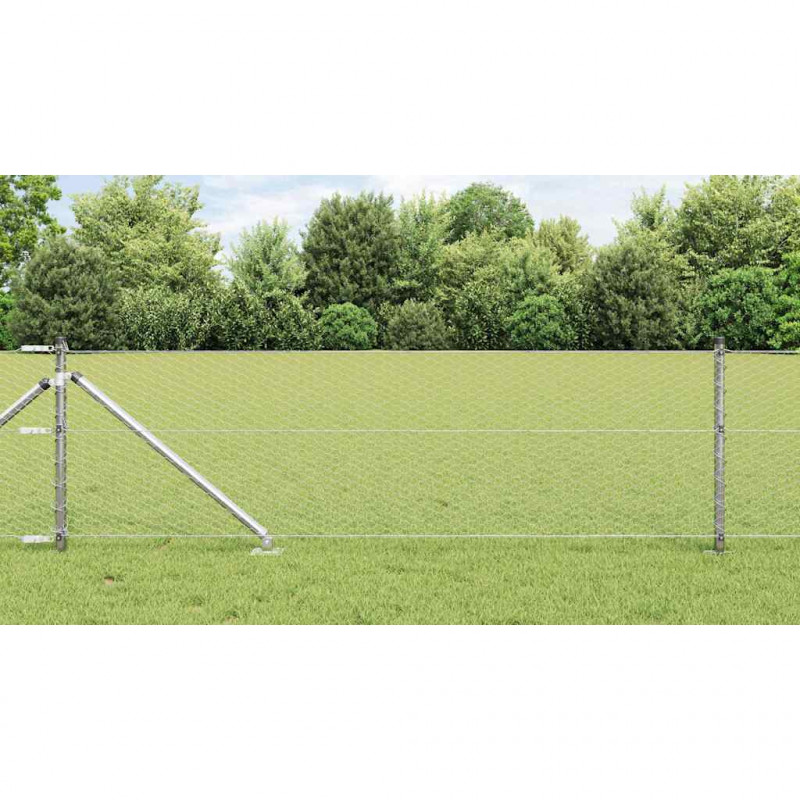 Słupek ogrodzeniowy. Srebrny 100 x 0,6 m (siatka 25 mm) Stal