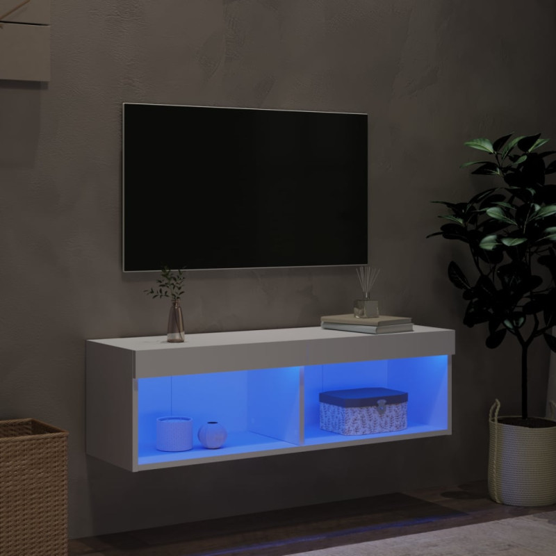 Szafka TV z oświetleniem LED, biała, 100x30x30 cm