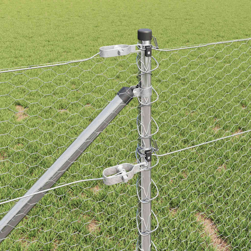 Słupek ogrodzeniowy. Srebrny 100 x 0,6 m (siatka 25 mm) Stal