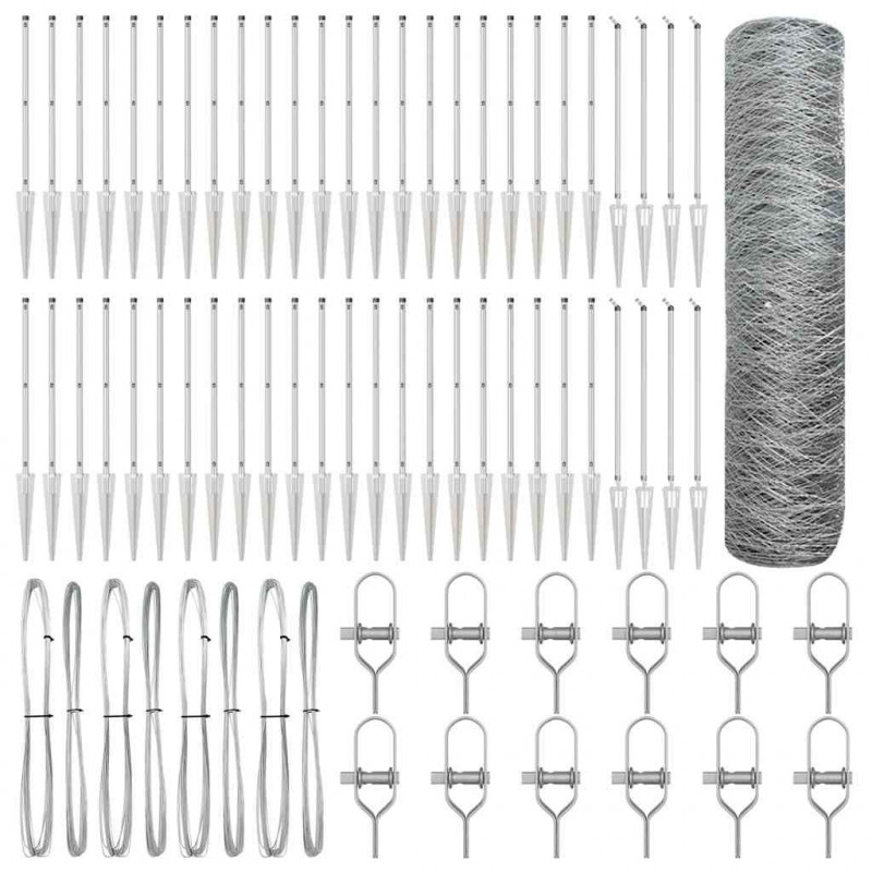 Słupek ogrodzeniowy. Srebrny 100 x 0,6 m (mesh 50 mm) Stal