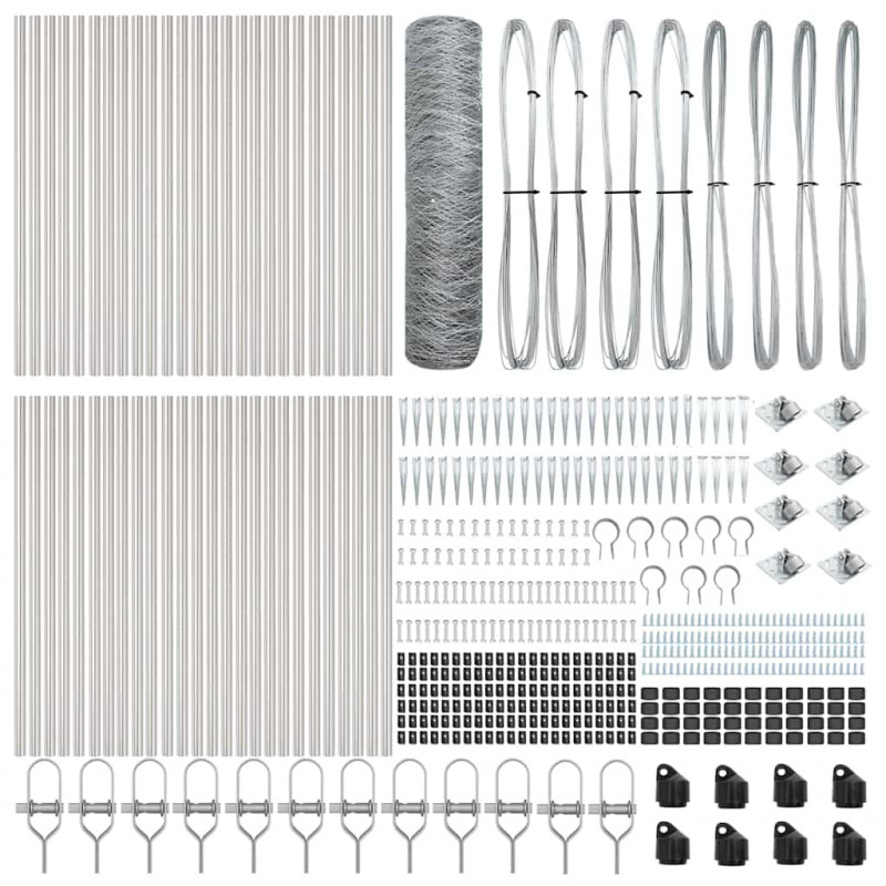 Słupek ogrodzeniowy. Srebrny 100 x 0,6 m (mesh 50 mm) Stal