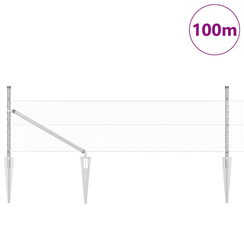Słupek ogrodzeniowy. Srebrny 100 x 0,8 m (siatka 13 mm) Stal
