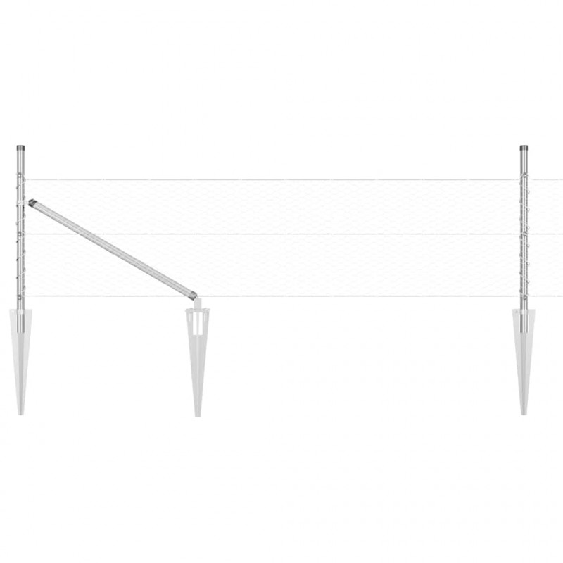 Słupek ogrodzeniowy. Srebrny 100 x 0,8 m (siatka 25 mm) Stal