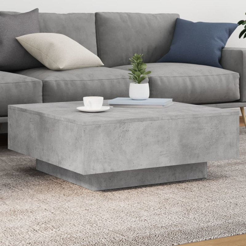 Stolik kawowy z podświetleniem LED, szarość betonu, 80x80x31 cm
