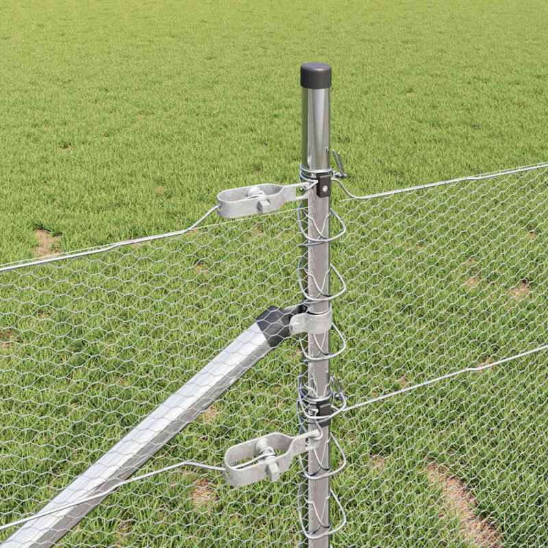 Słupek ogrodzeniowy. Srebrny 100 x 1 m (siatka 13 mm) Stal