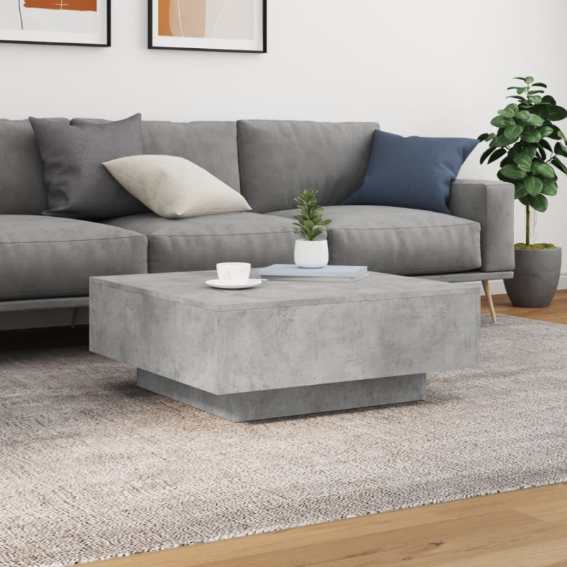 Stolik kawowy z podświetleniem LED, szarość betonu, 80x80x31 cm