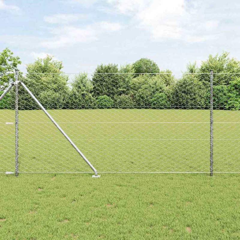 Słupek ogrodzeniowy. Srebrny 100 x 1 m (siatka 50 mm) Stal