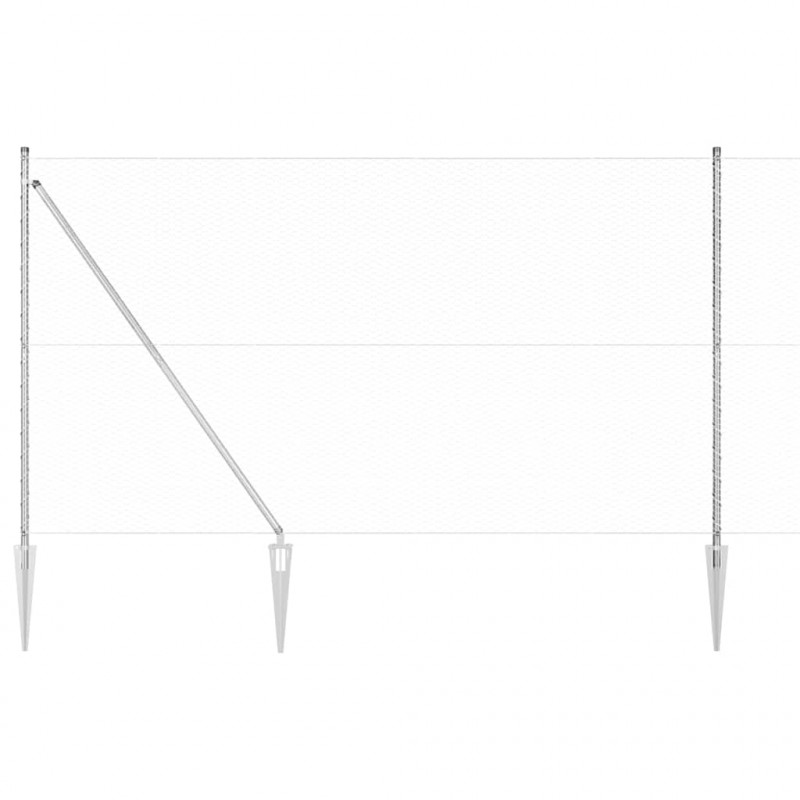 Słupek ogrodzeniowy. Srebrny 100 x 1,5 m (siatka 25 mm) Stal