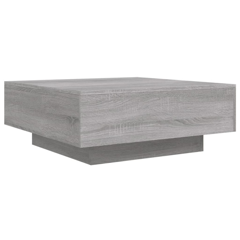 Stolik kawowy z LED, szary dąb sonoma, 80x80x31 cm