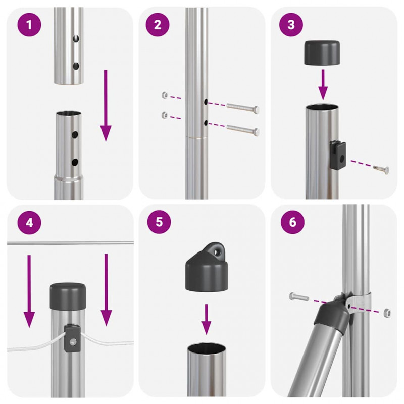 Słupek ogrodzeniowy. Srebrny 100 x 1,6 m (siatka 25 mm) Stal