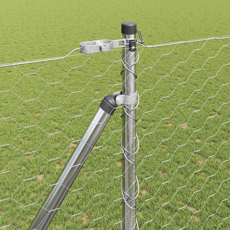 Słupek ogrodzeniowy. Srebrny 100 x 1,6 m (siatka 50 mm) Stal